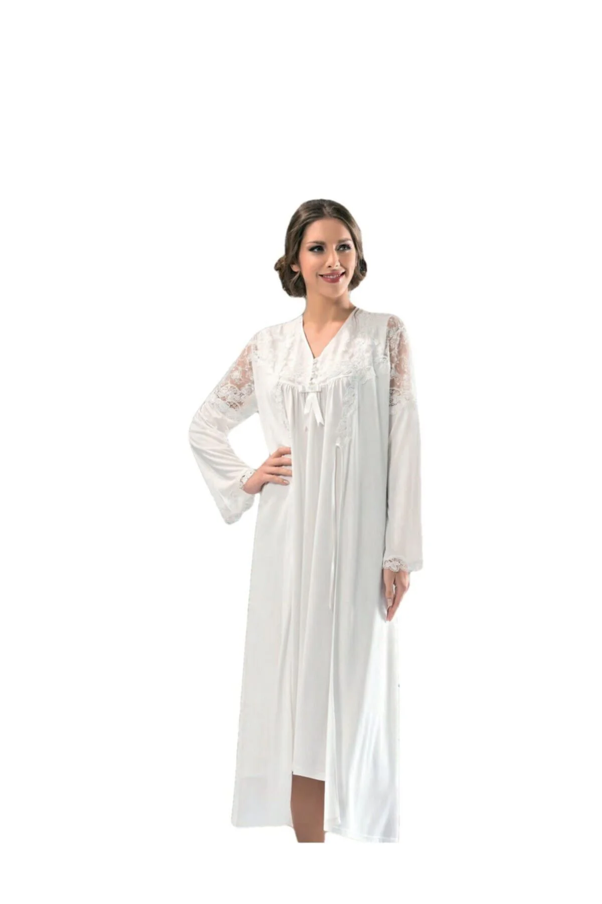 Dantel Detay Modal Lohusa Gecelik Sabahlık Takımı 2360