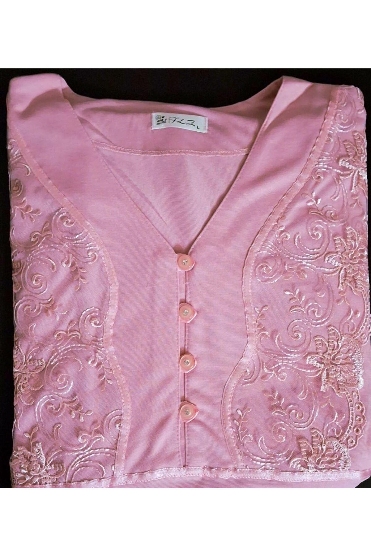 Dantel Detaylı Kısa Kol Kadın Pijama Takımı Ekru