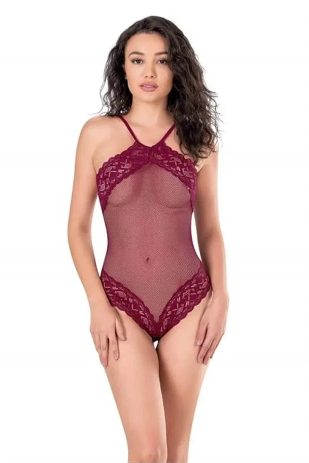 Dantel İşlemeli Bordo File Tül Bodysuit Fiyatı, Yorumları ve Özellikleri