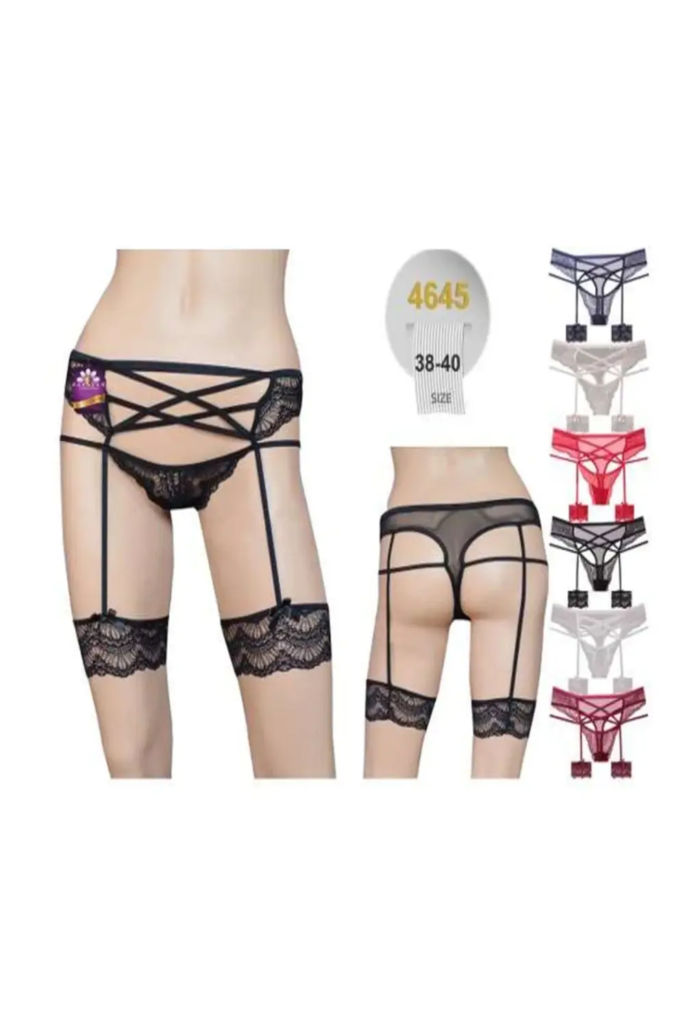 DANTEL KUMAŞ JARTİYERLİ KÜLOT ÇORAPSIZ MODEL (1 ADET)