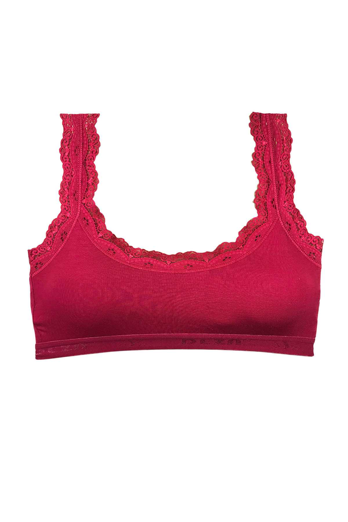 Just Cheap Store Dantel Nakiş İşlemeli Pedli Bambu Kadin Büstiyer Bordo