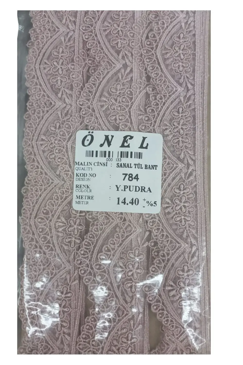 Dantel Polyester Sanal Tül Bant Y.Pudra 14,40 Metre En 3 cm ON-78