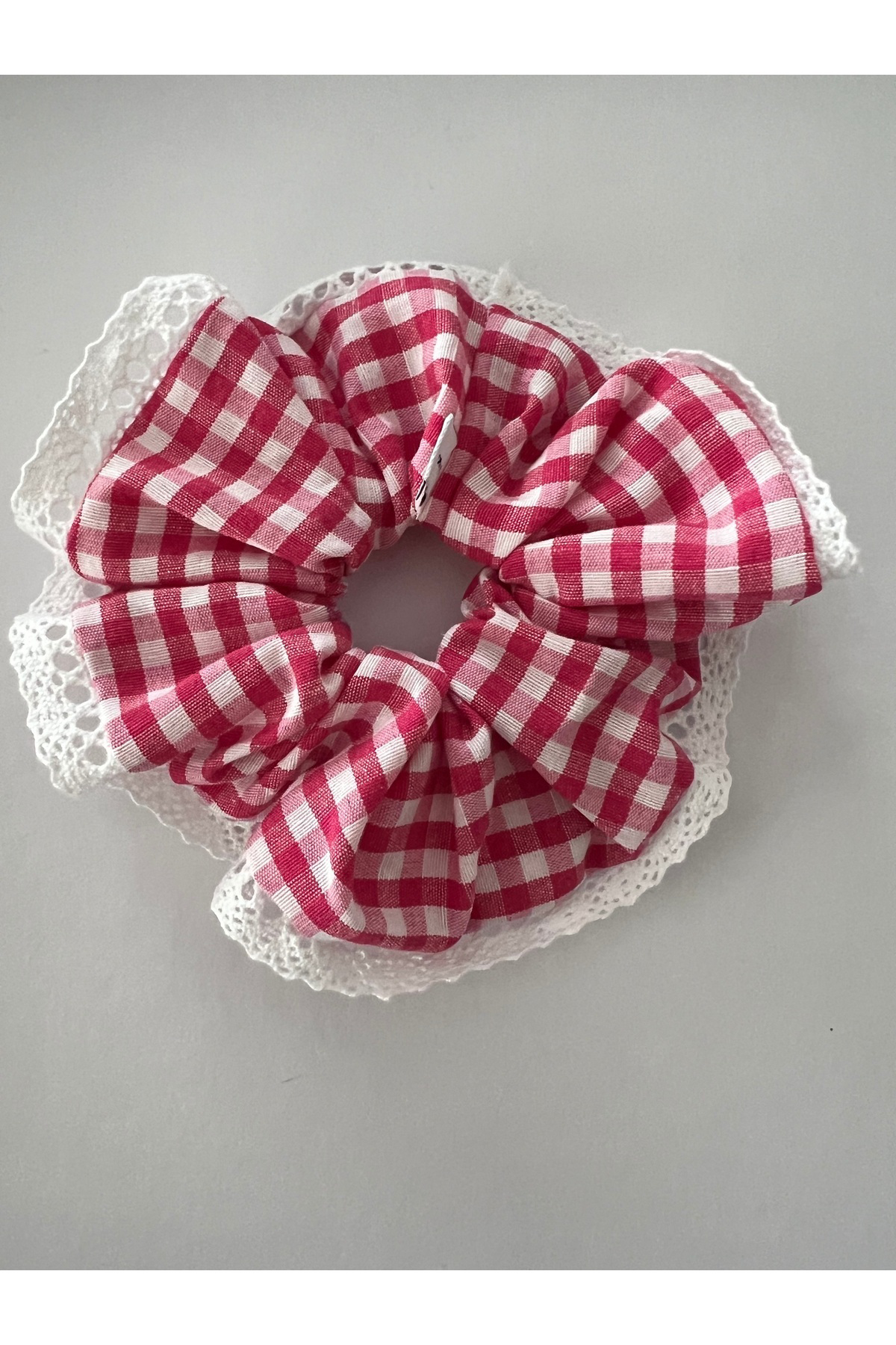 Dantel Pötikare Pembe Scrunchie Lastik Toka
