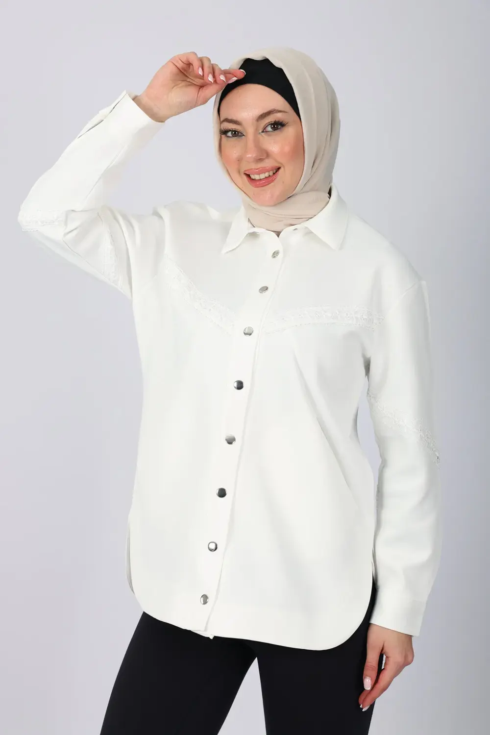 DANTEL ŞERİTLİ ÇITÇIT KAPAMALI SKUBA CEKET