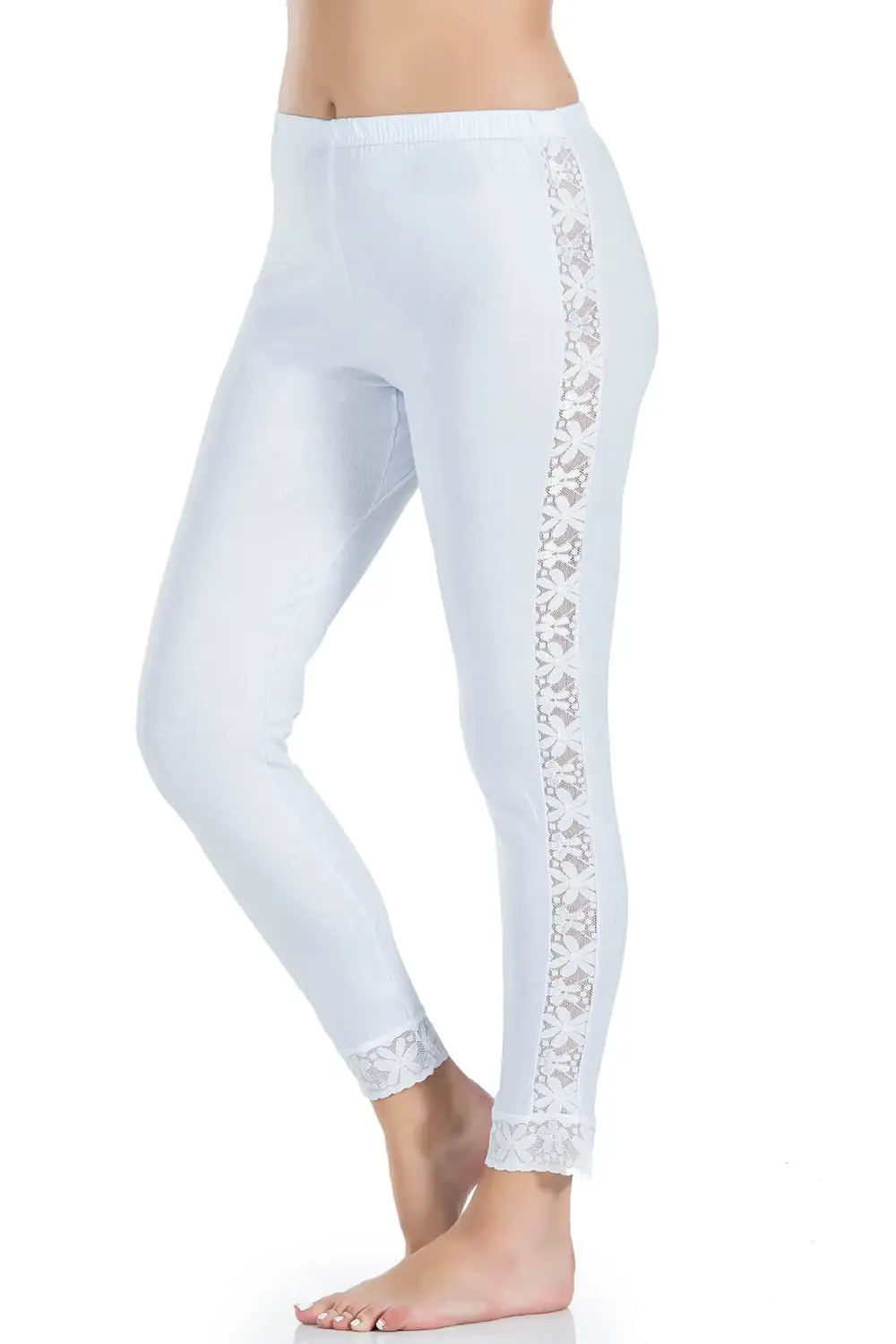 Dantel Şeritli Uzun Kadın Tayt 416