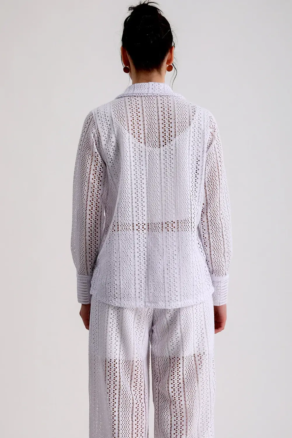 Dantelli Çift Cepli Ceket Beli Lastikli İçi Astar Şortlu Bol Paça