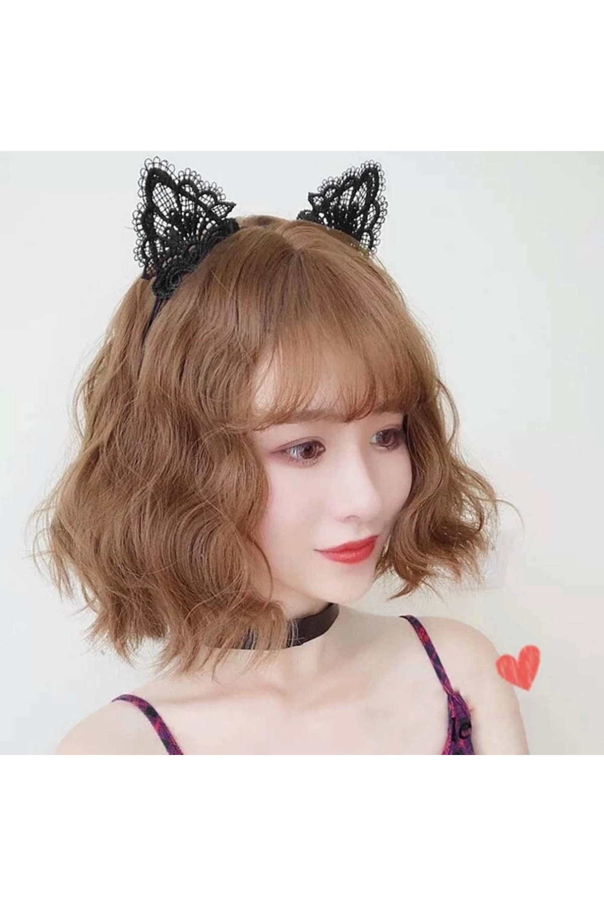 Cristal Home Dantelli Siyah Kedi Tacı - Vintage Tarz Dantel Kedi Kulak