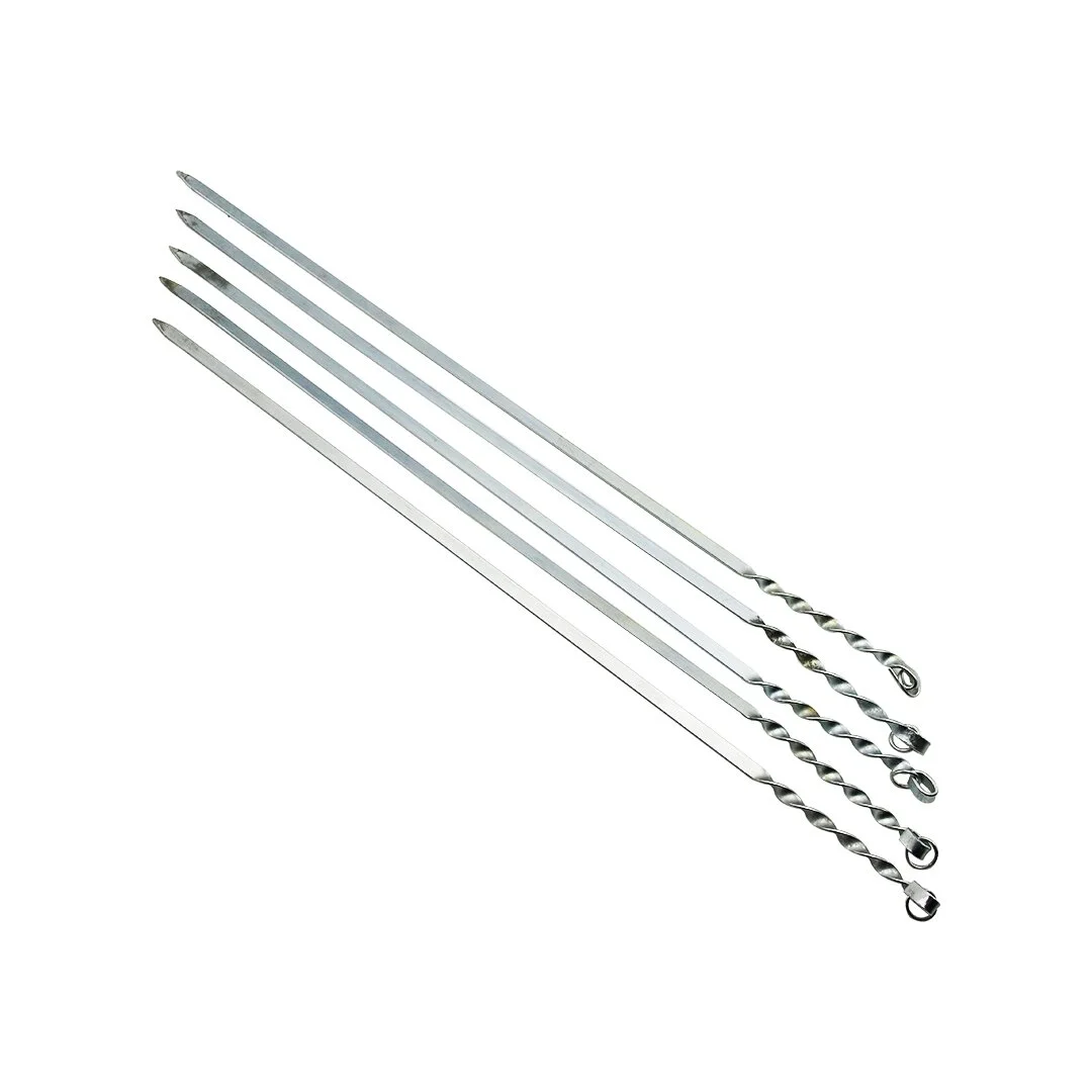 Dar Yassı Mangal Şişi - Burgulu Tasarım - 60 cm - Tavuk ve Kanat 