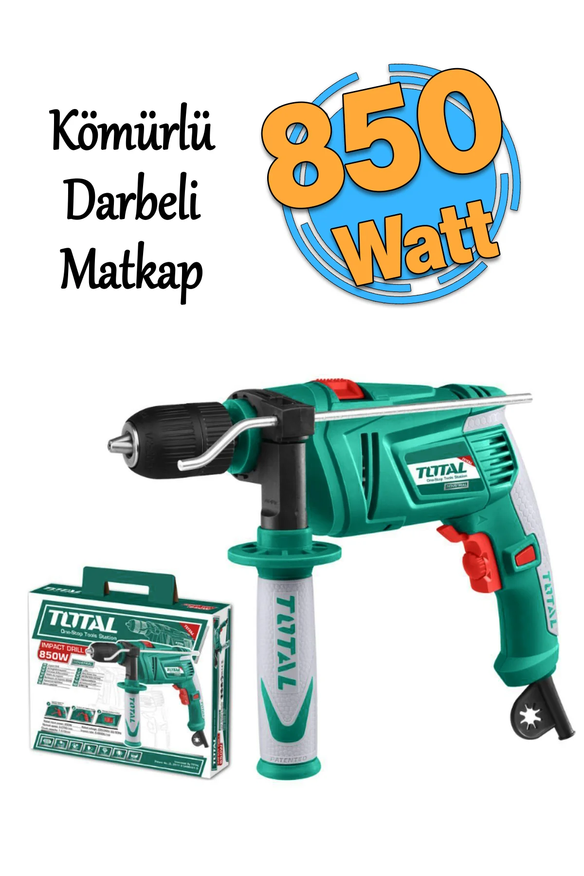 Darbeli Matkap 850 W TG109136-2 Metal Beton Ahşap Kömürlü Delme K