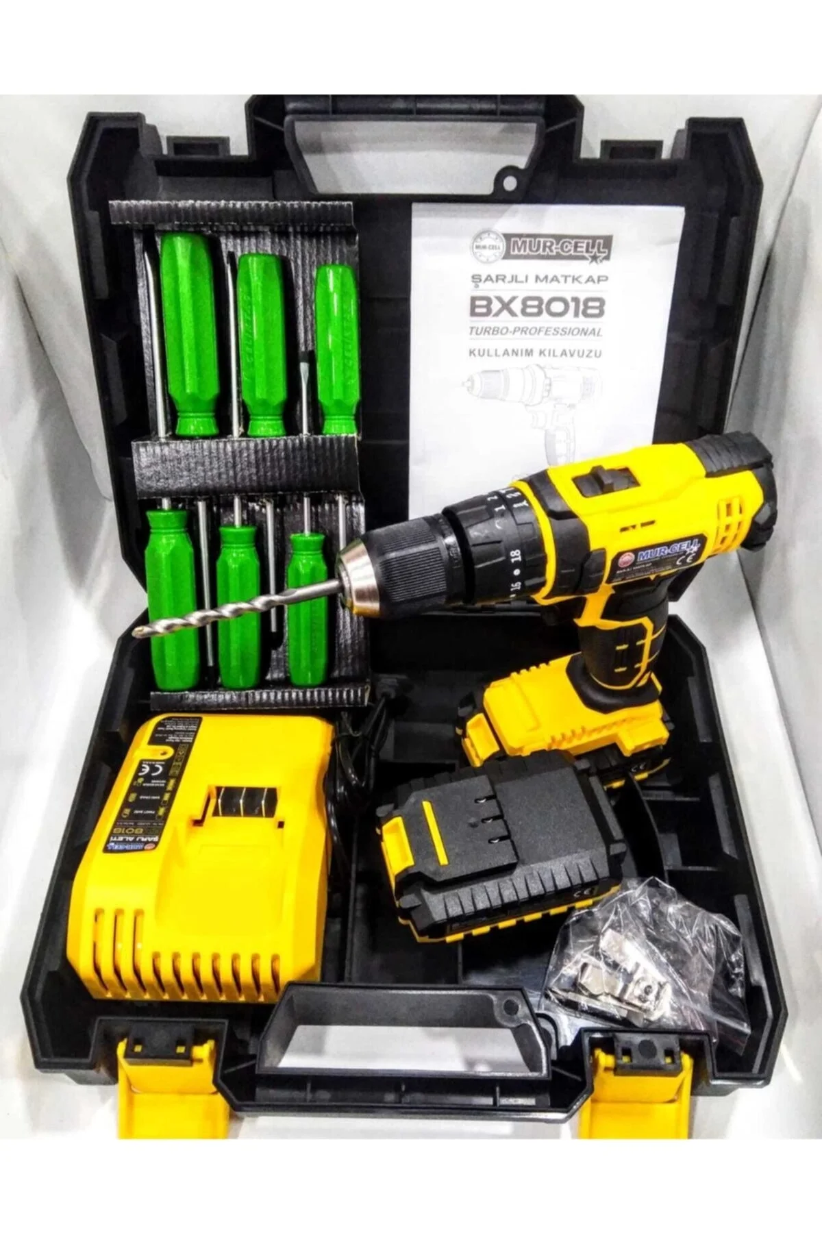 Darbeli şarjlı matkap 240 watt anahtarsız mandren 2 yıl garantili çantalı set - Var Taşıma Çantası