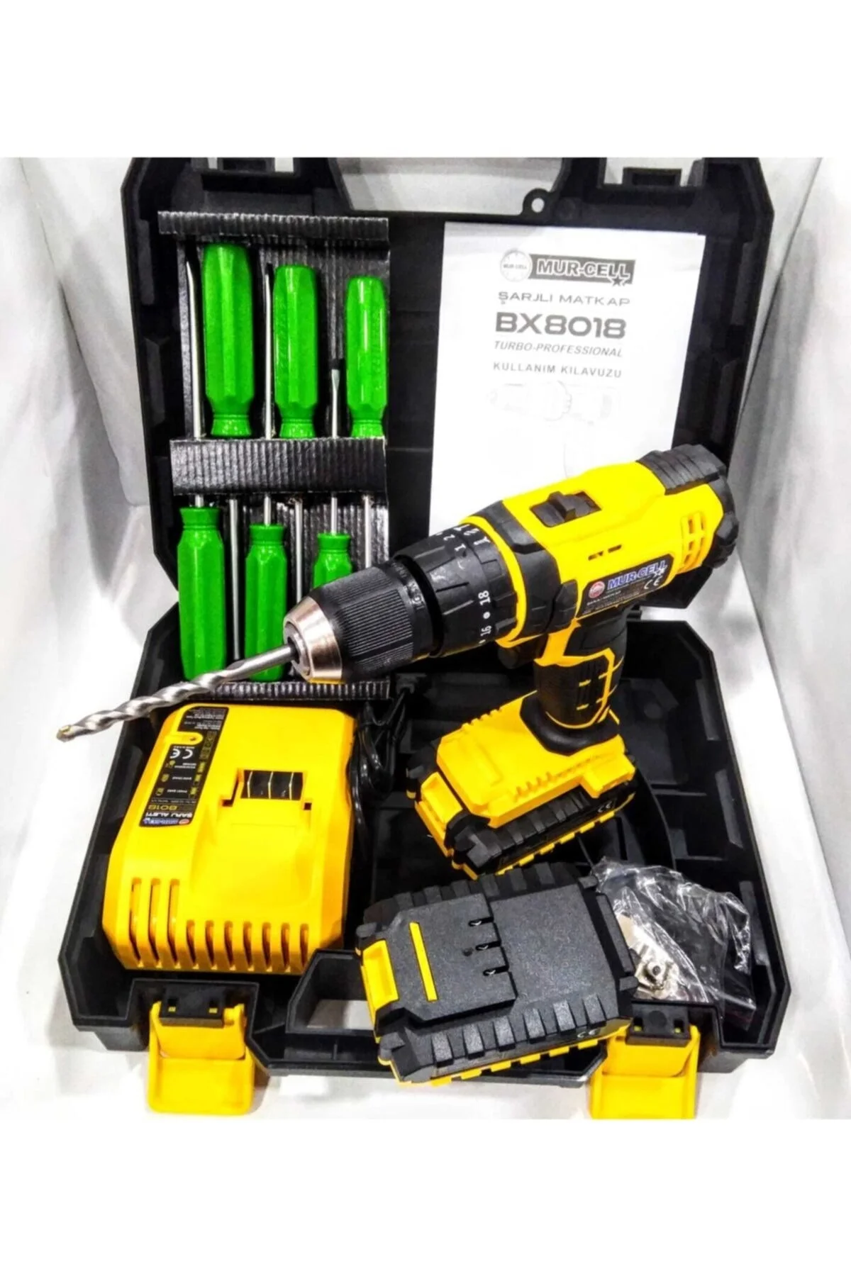 Darbeli şarjlı matkap 240 watt anahtarsız mandren 2 yıl garantili çantalı set - Var Taşıma Çantası