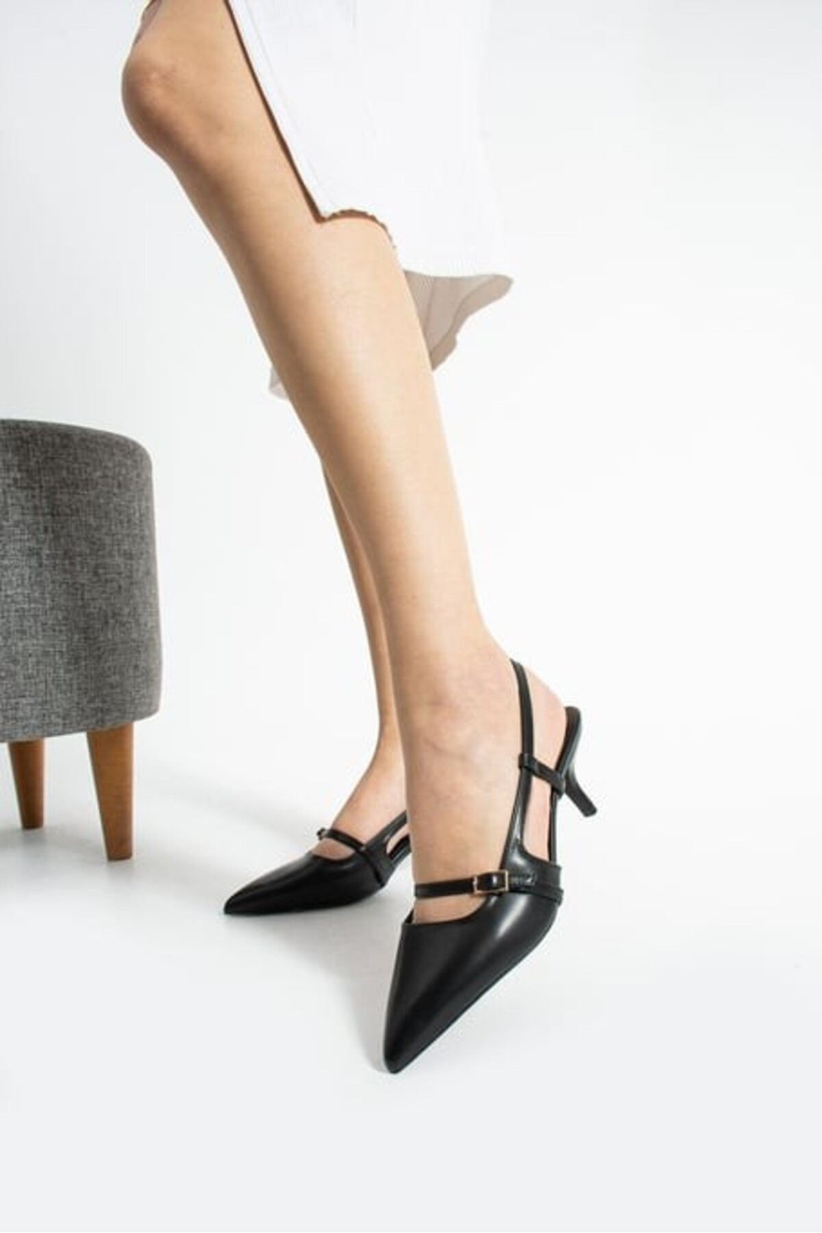 Selma Butik Darina Siyah Cilt Topuklu Ayakkabı