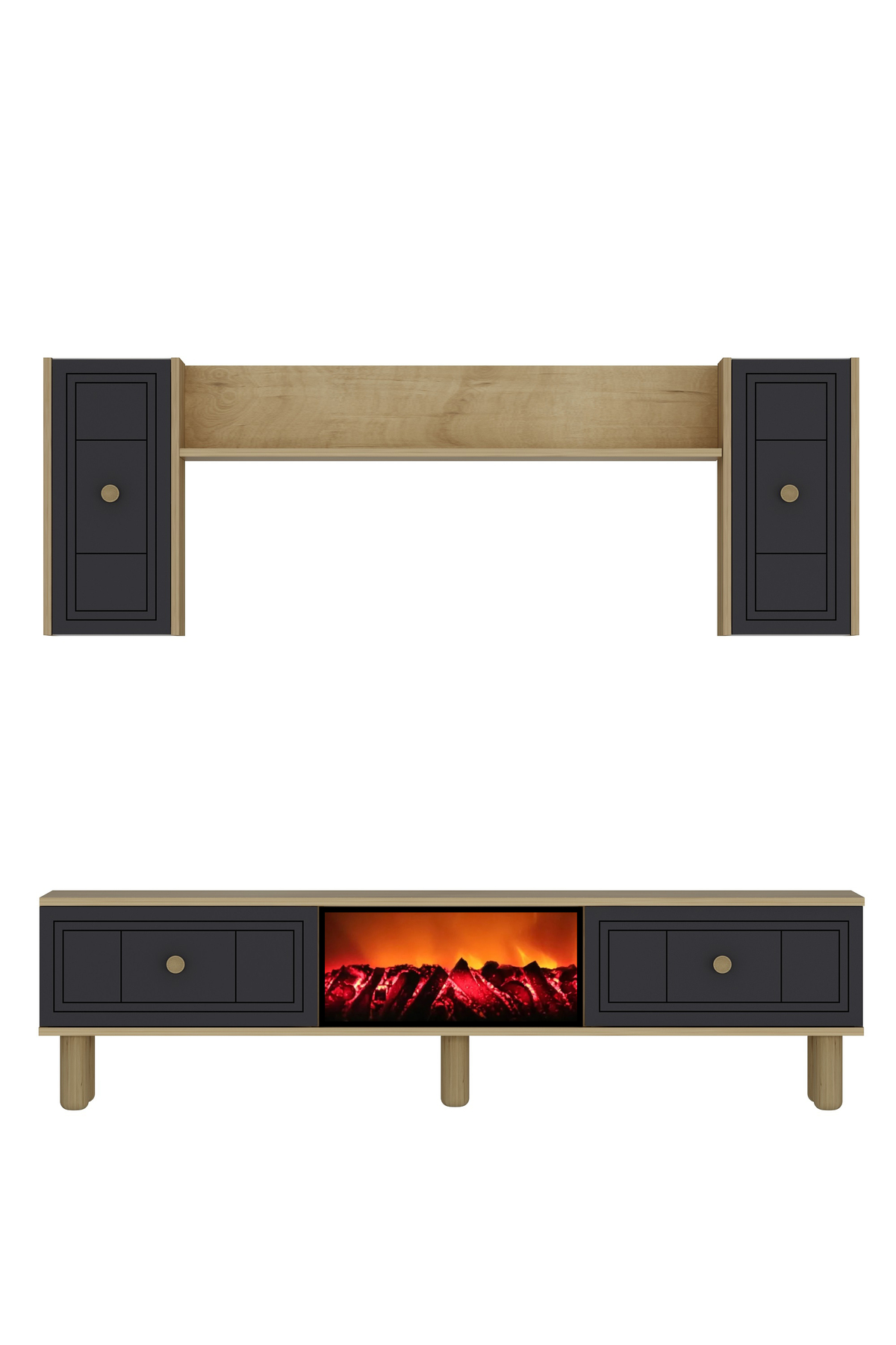 Cantek Dizayn Darioct Bohem Şömineli (A) Tv Ünitesi Takımı Safirmeşe-Antrasit