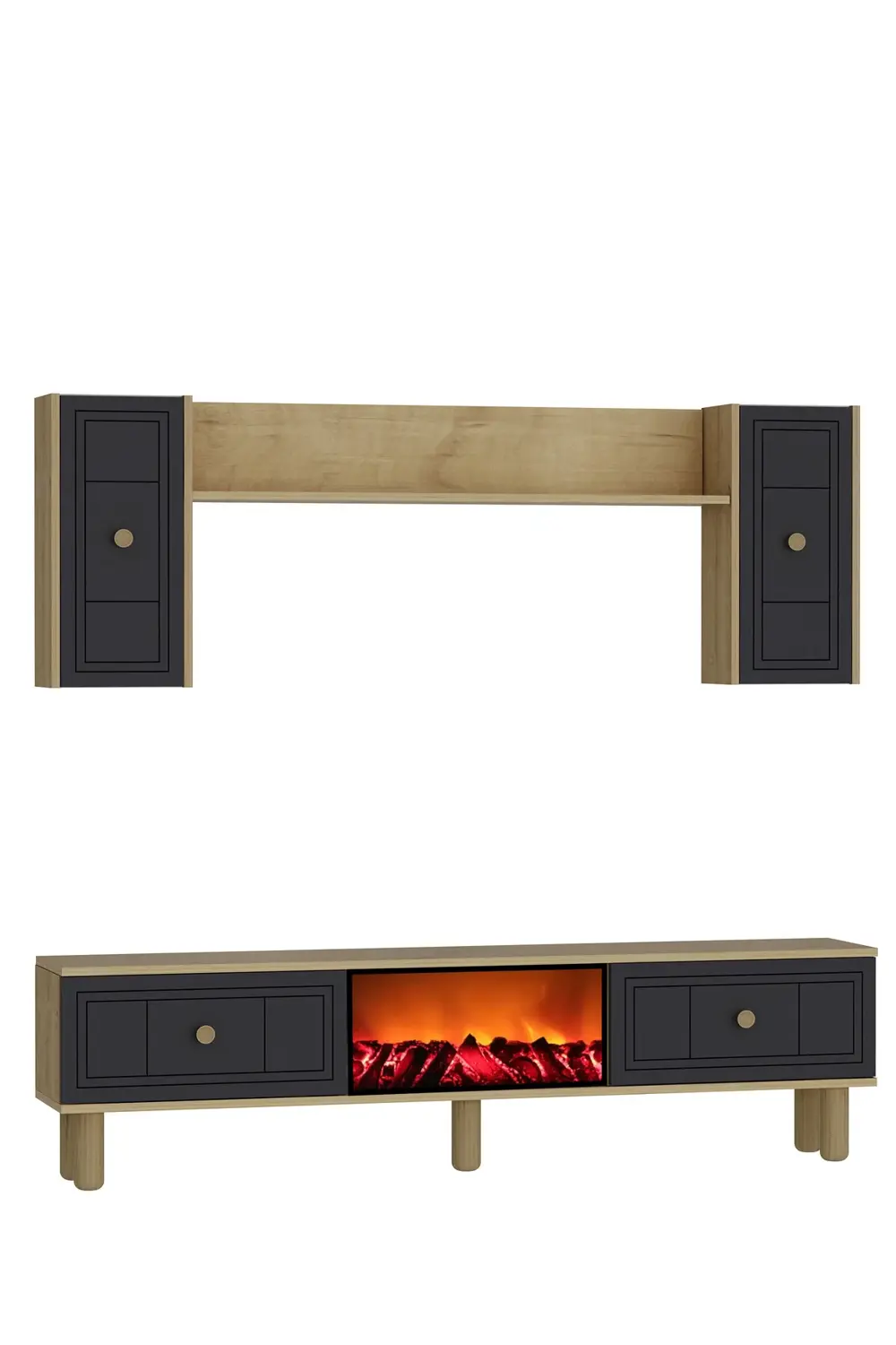 Darioct Bohem Şömineli (A) Tv Ünitesi Takımı Safirmeşe-antrasit