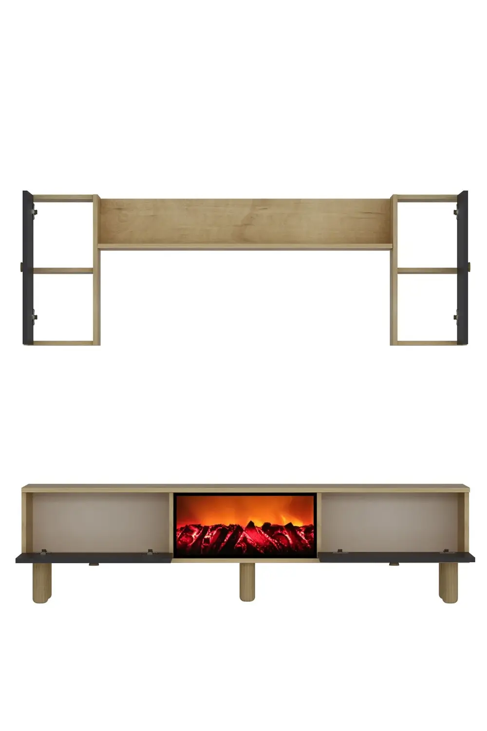 Darioct Bohem Şömineli (A) Tv Ünitesi Takımı Safirmeşe-antrasit