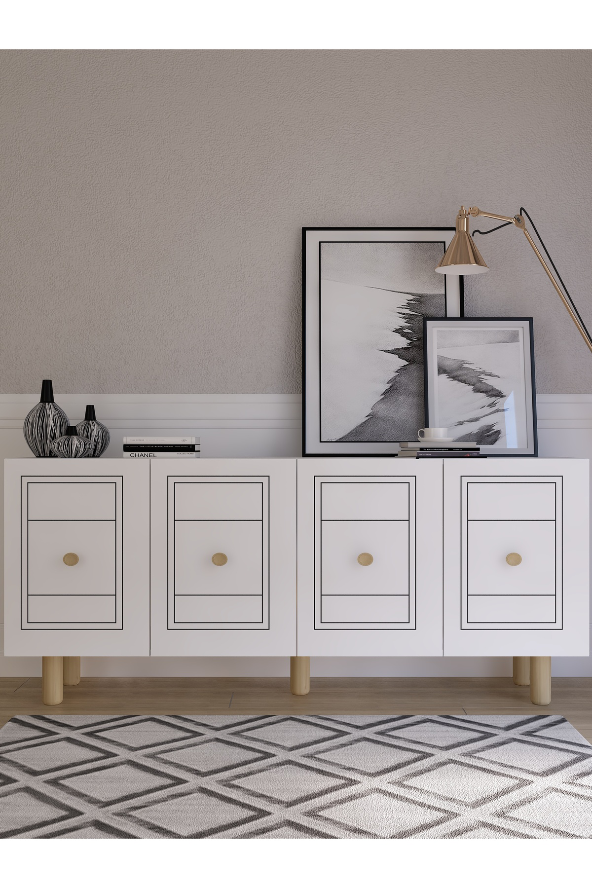 Cantek Dizayn Darioct (Kb150) Bohem Konsol Beyaz-Beyaz