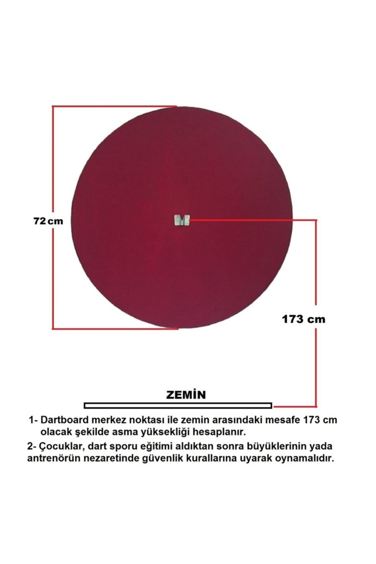 Dart Arkalığı. Yuvarlak Model. Bordo Renk. 12mm / 72cm Çap.