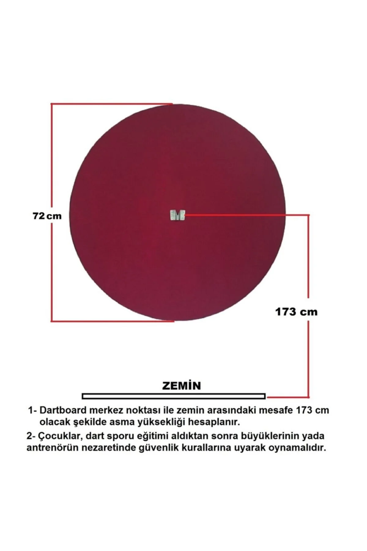 Dart Arkalığı. Yuvarlak Model. Bordo Renk. 12mm / 72cm Çap. - Görsel 2