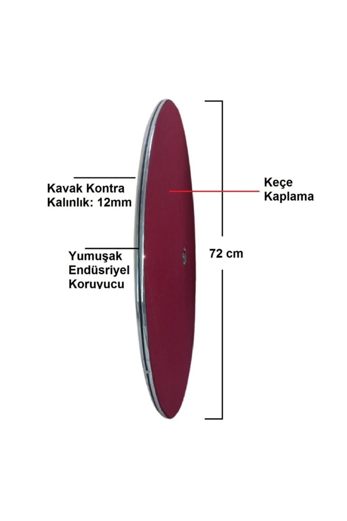 Dart Arkalığı. Yuvarlak Model. Bordo Renk. 12mm / 72cm Çap. - Görsel 5