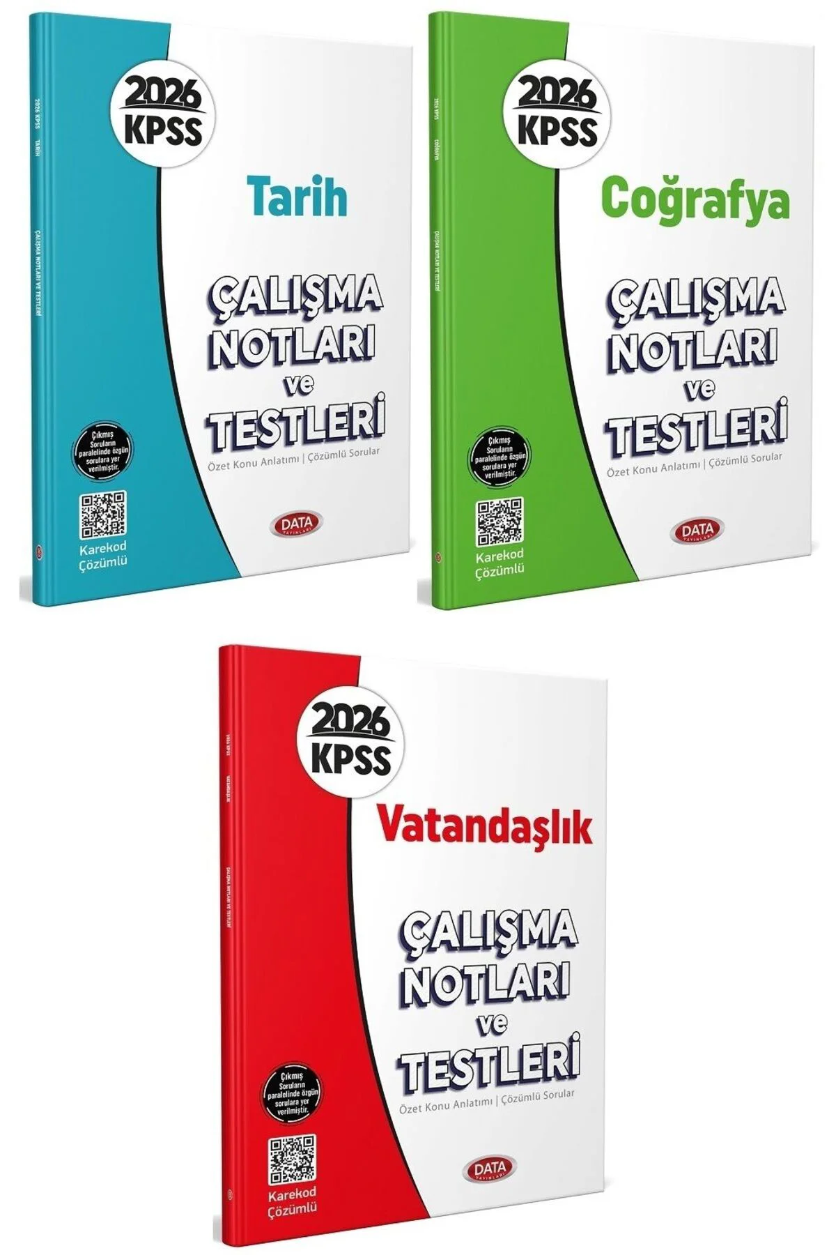 Data 2026 KPSS Tarih + Coğrafya + Vatandaşlık Çalışma Notları ve Testleri 3 lü Set