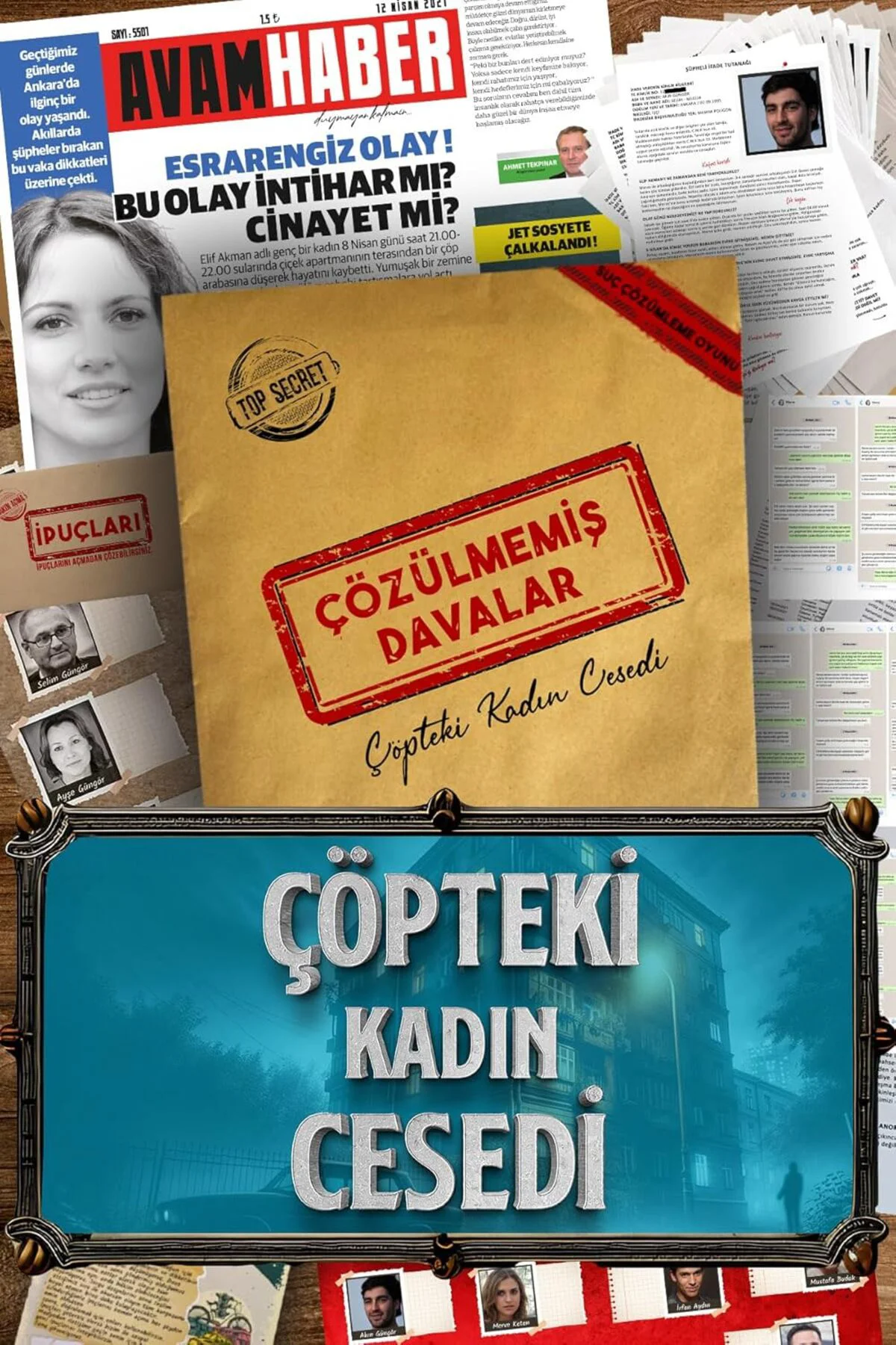 Davalar Dedektiflik Suç Çözümleme Oyunu Elif Akman Dosyası - Gizem Bulmaca Cinayet Çözme Kutu