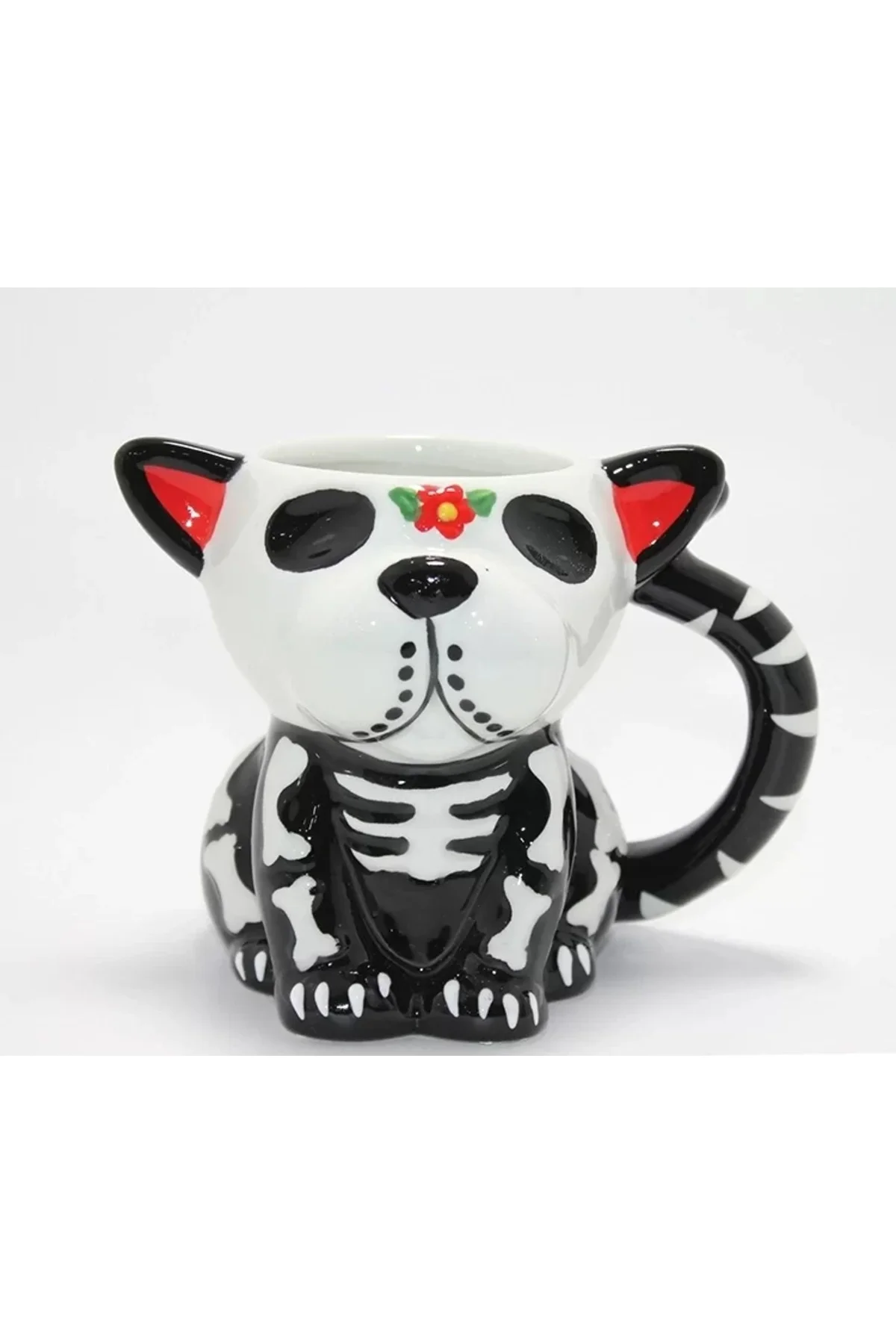 Day Of The Dead Köpek Figürlü 3d Kabartmalı Porselen Kupa Alk4896