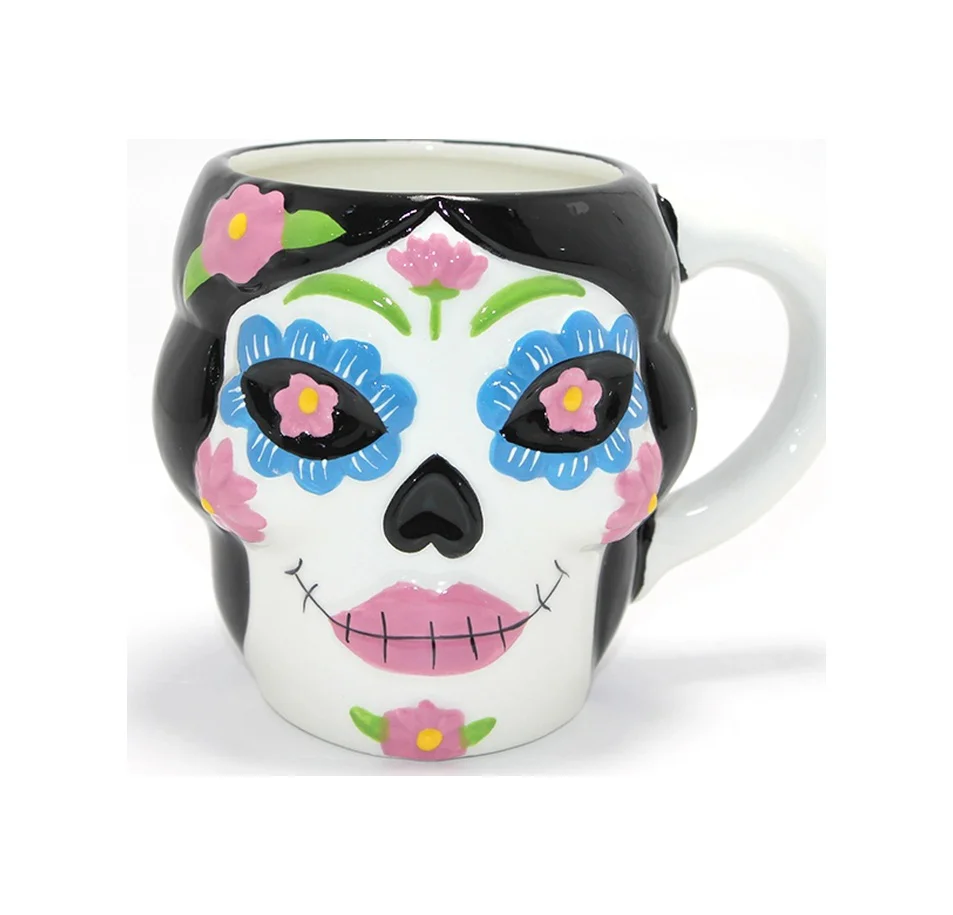 Day Of The Dead Şeker Kurukafa Tasarımlı Seramik Kupa Bardak Diğe
