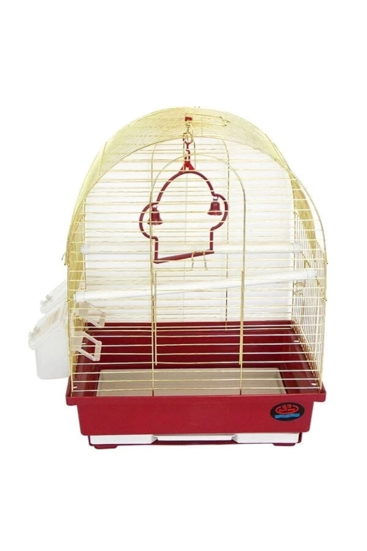 Petgarden Dayang İki Kapılı Davul Muhabbet Kuş Kafesi Kırmızı/Sarı 30X23x39