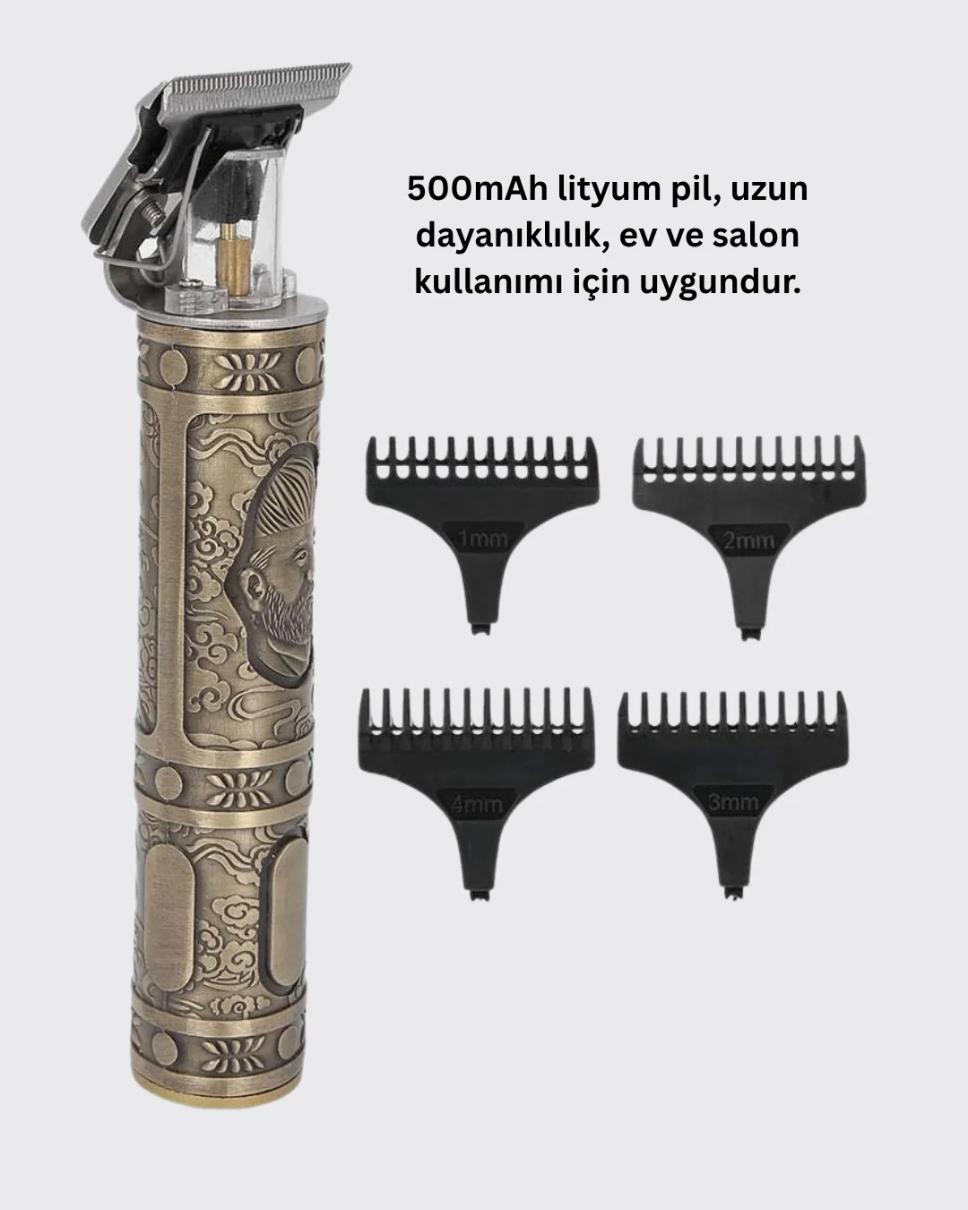 Dayanıklı Çelik Kafa ve Güçlü Motorlu Saç Sakal Makinesi