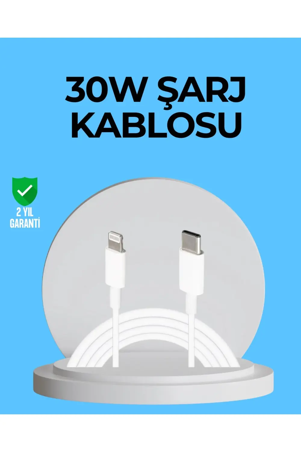 Dayanıklı TPE Lightning Kablo – 30W Hızlı Şarj ve Veri Transferi