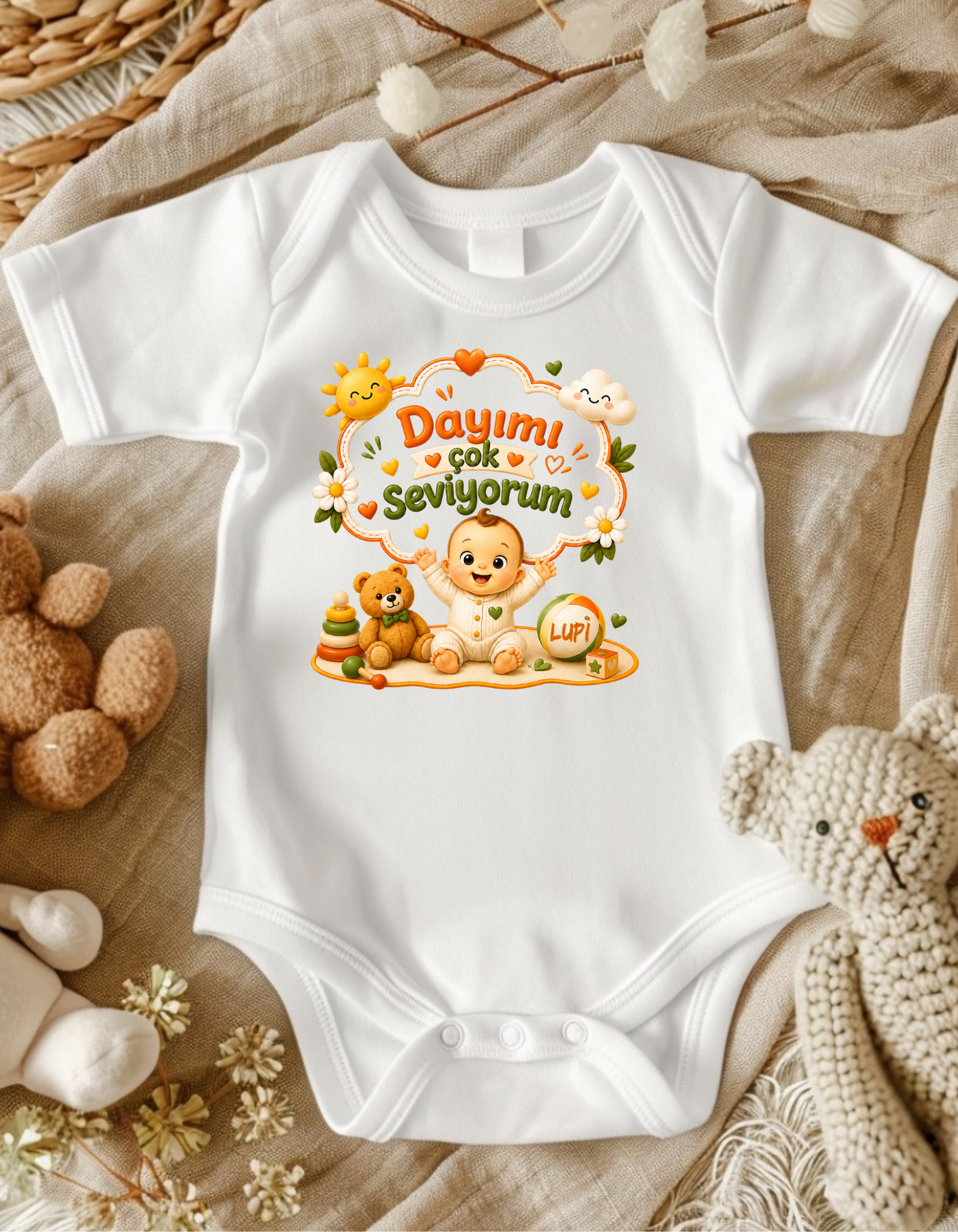 Dayımı Seviyorum Yazılı Bebek Zıbın Fiyatı, Yorumları ve Özellikleri