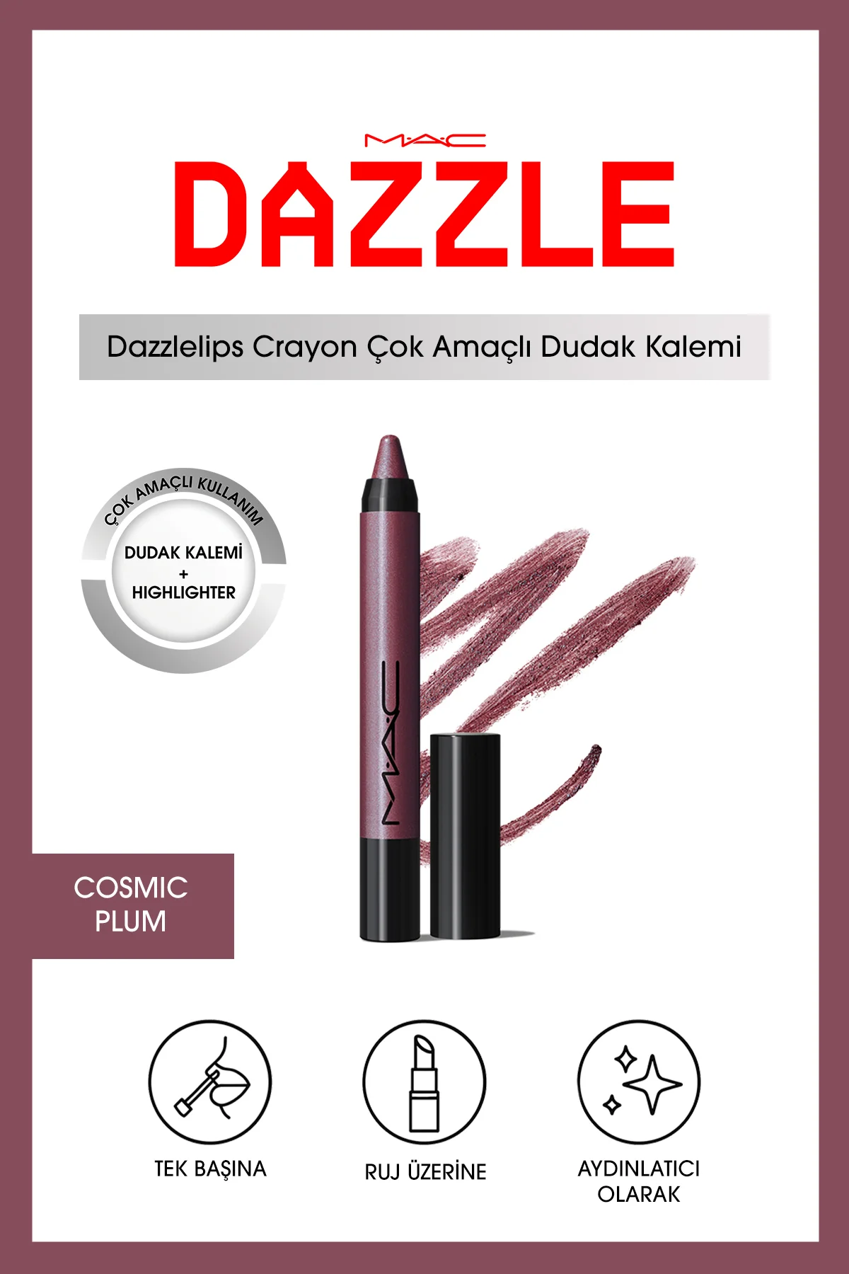 Dazzlelip Crayon Işıltılı Dudak Kalemi - Cosmic Plum