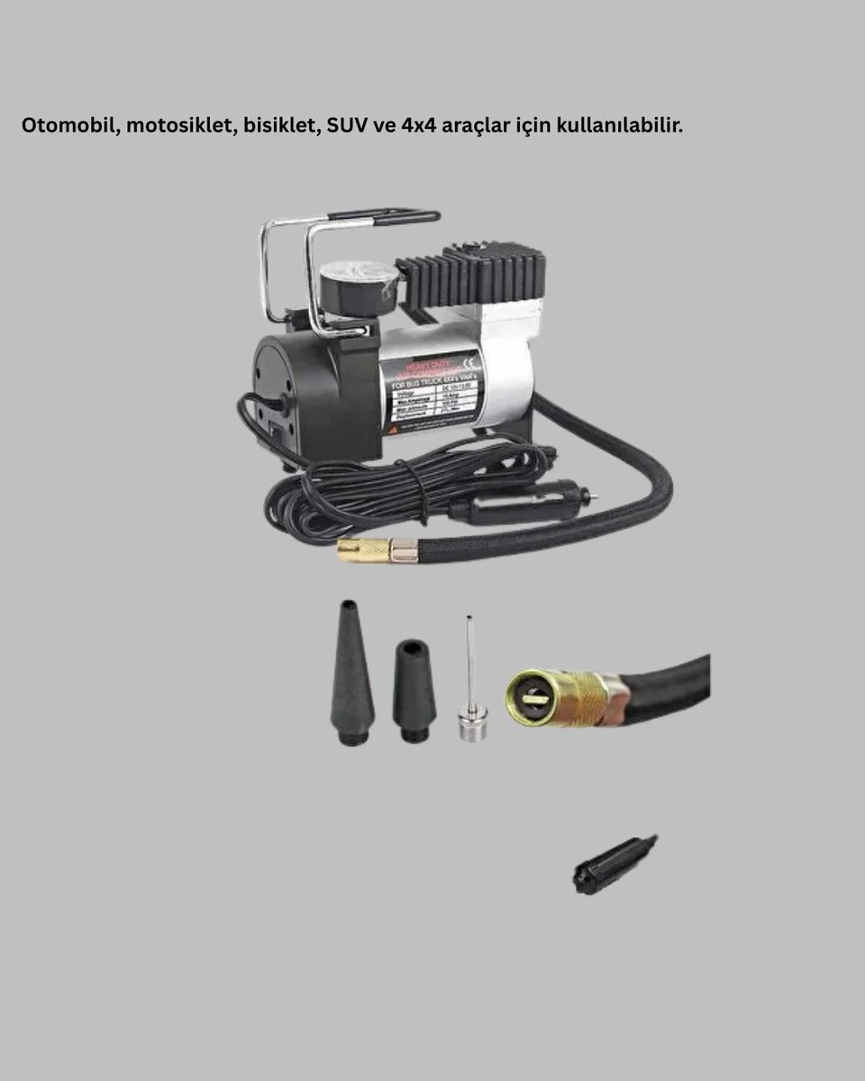 DC 12V Metal Hava Kompresörü 140 PSI Lastik Şişirme 35L/Dk