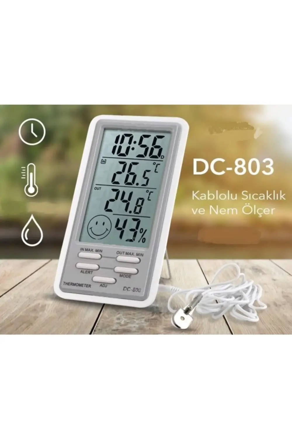 Dc-803 Kablolu Alarmlı Sıcaklık Ve Nem Ölçer