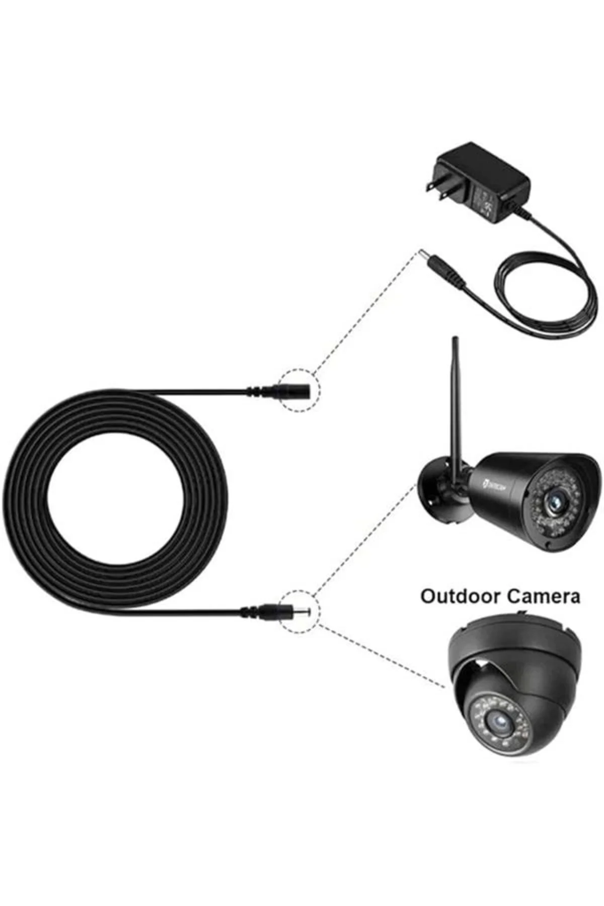 DC Adaptör Uzatma Kablosu 3 Metre 5.5mm x 2.1mm 5 Amper Dişi Erkek Modem Uzatma 4384