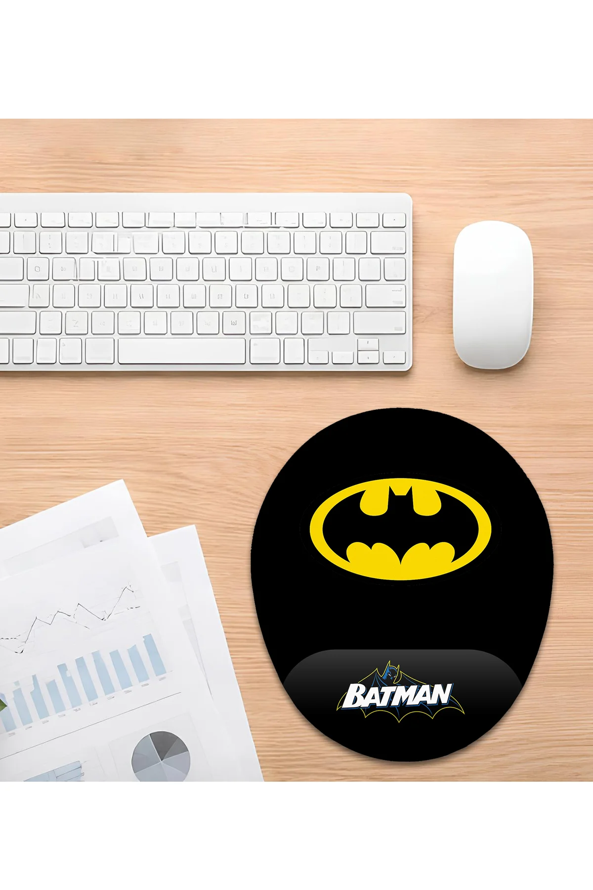 DC Batman Logolu Bilek Destekli Mouse Pad Ergonomik Kaymaz Taban 