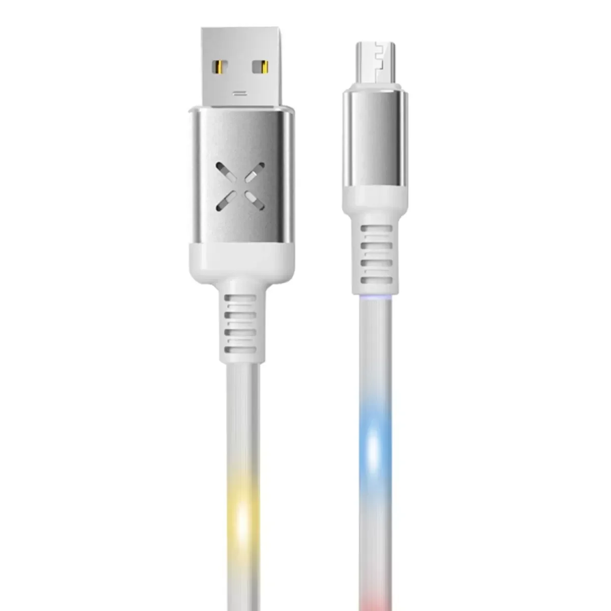 DC09 Ses Duyarlı Işıklı Micro USB Kablo 1M 2A - Beyaz | Şarj Kablosu