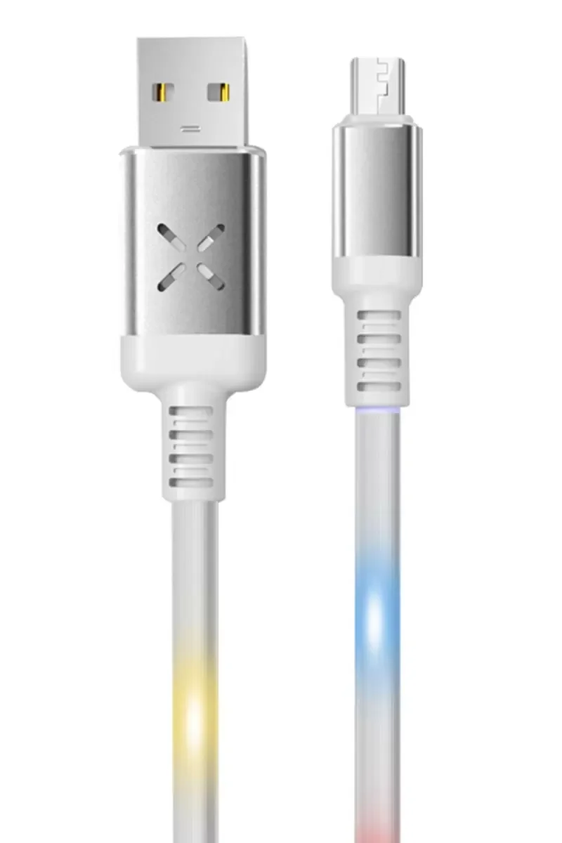 DC09 Ses Duyarlı Işıklı Micro USB Kablo 1M 2A - Beyaz | Şarj Kablosu