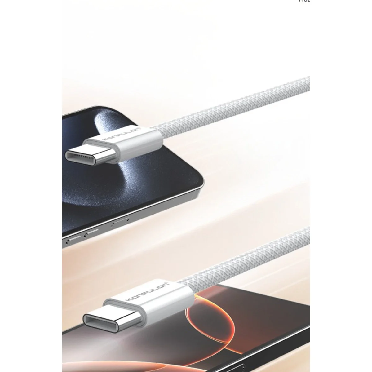 Dc130 2m 60w Type-c To Type-c Örgülü Hızlı Şarj Kablosu - Beyaz Dc130 2m 60w Type-c To Type-c Örgülü Hızlı Şarj Kablosu - Beyaz
