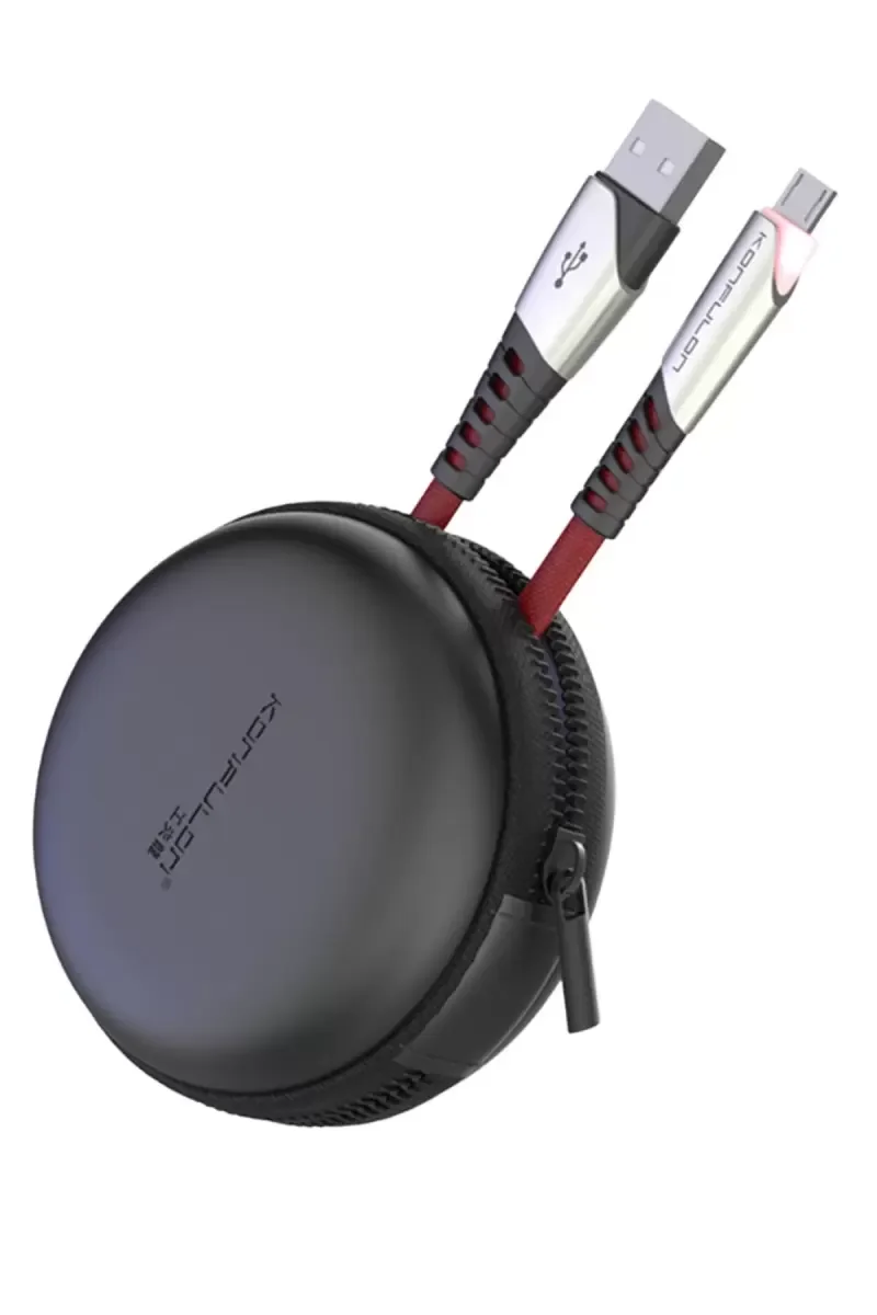 DC16 Micro USB Şarj Kablosu 1M 2.4A Hızlı Şarj - Naylon Örgülü Dayanıklı Kırmızı