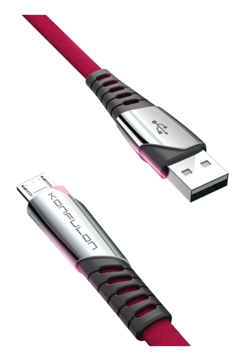 DC16 Micro USB Şarj Kablosu 1M 2.4A Hızlı Şarj - Naylon Örgülü Dayanıklı Kırmızı
