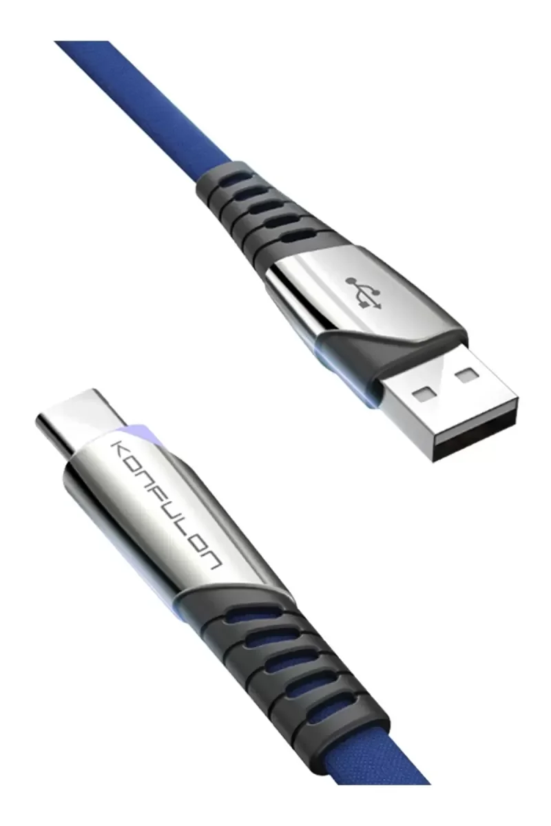 DC18 Type-C Kablo 1M 5A - Mavi | Naylon Örgülü Hızlı Şarj Kablosu