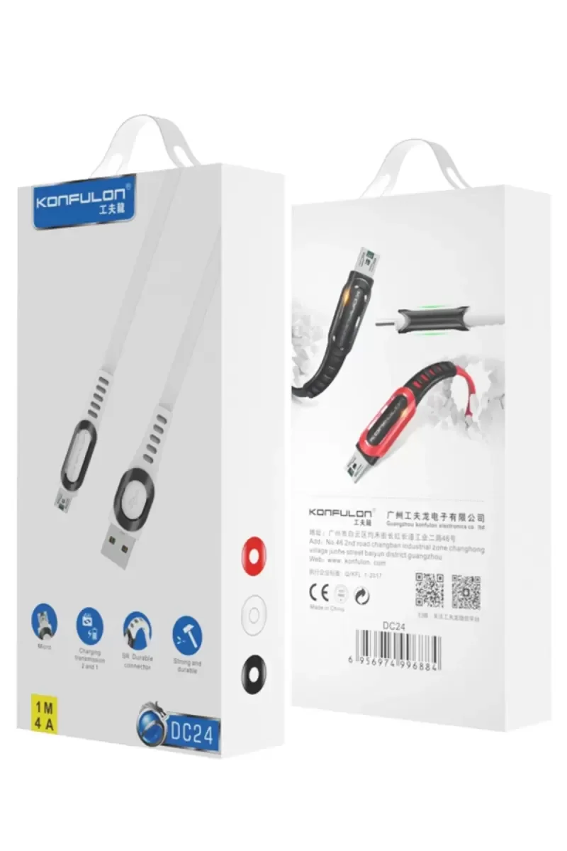 DC24 Micro USB Şarj Kablosu - 1.2M 4A Hızlı Şarj - Kırmızı