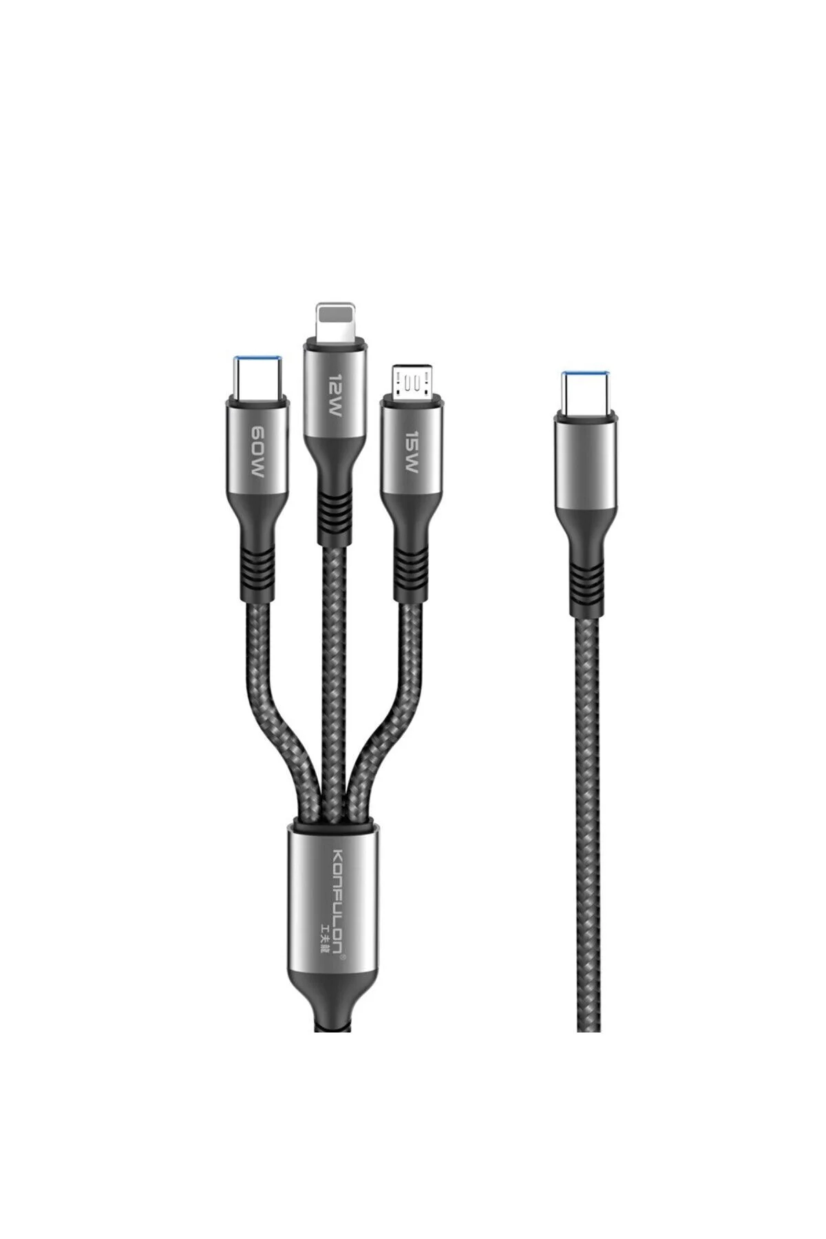 Dc62 3in1 Type-c To 60w Type-c / 12w Lightning / 15w Micro 1.2m H