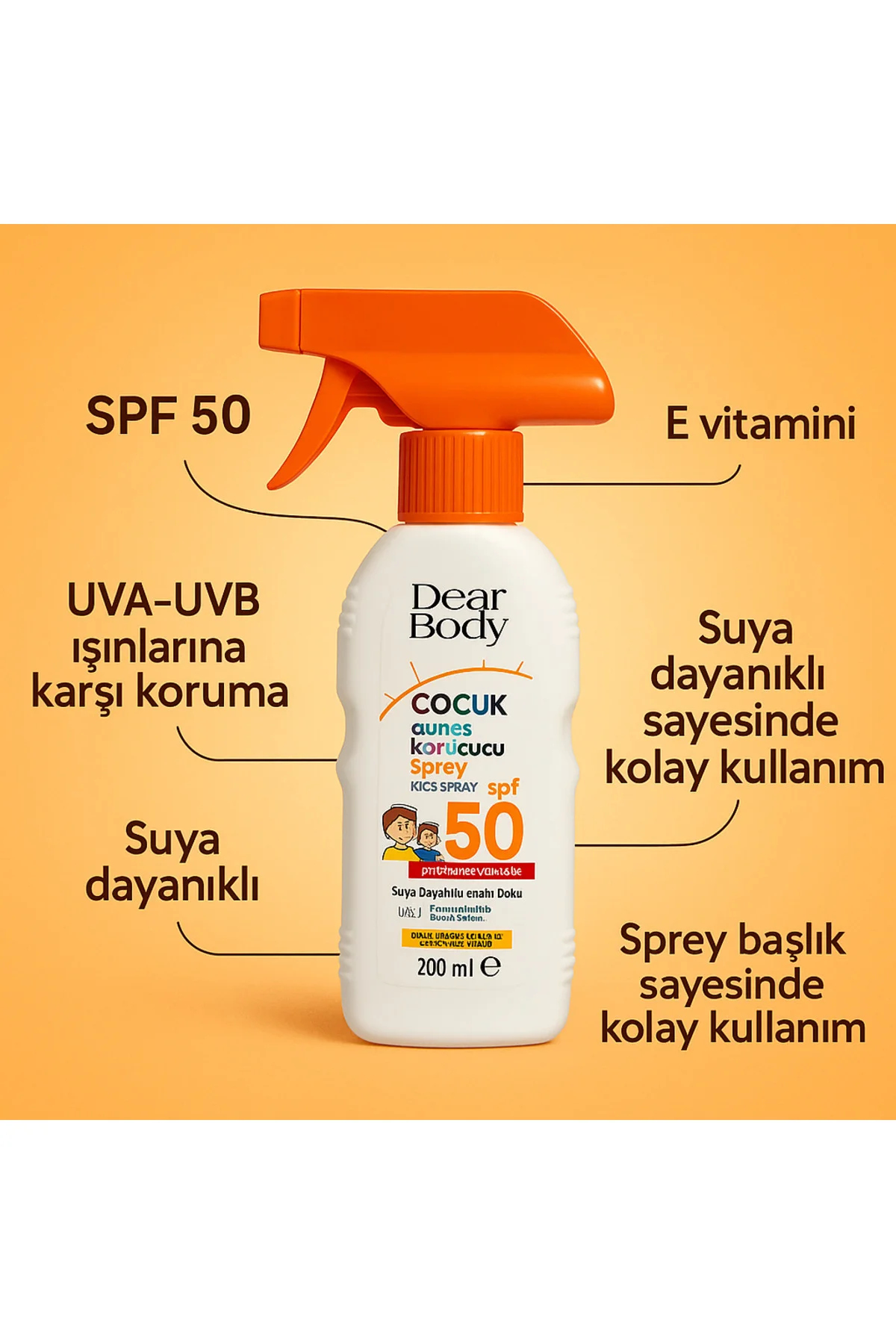 Dear Body Çocuk Güneş Koruyucu 50 Faktör Spray 200 ml Dear Body Çocuk Güneş Koruyucu 50 Faktör Spray 200 ml