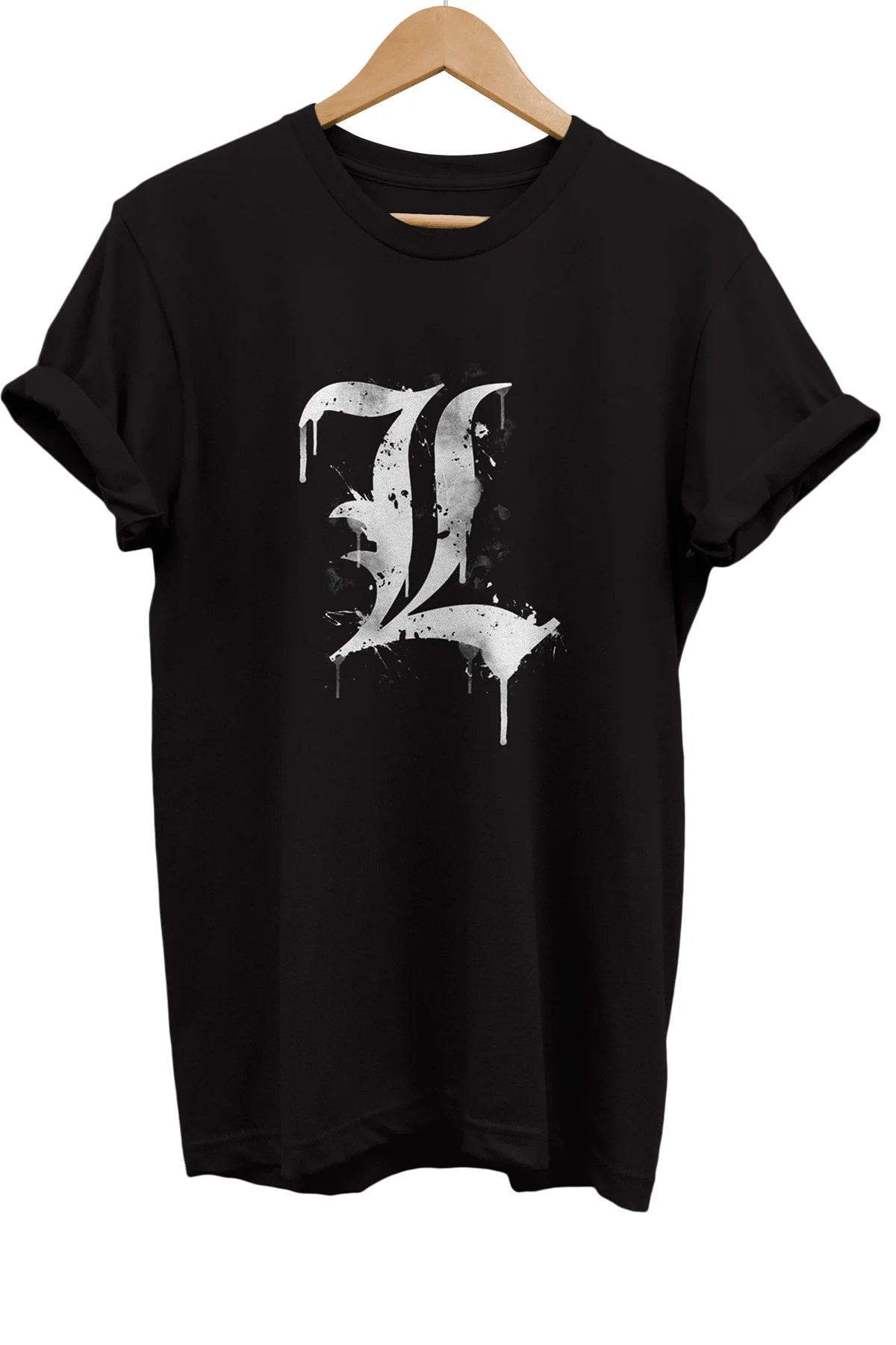 Death Note L Baskılı %100 Pamuk Oversize T-shirt Büyük Beden Tişört