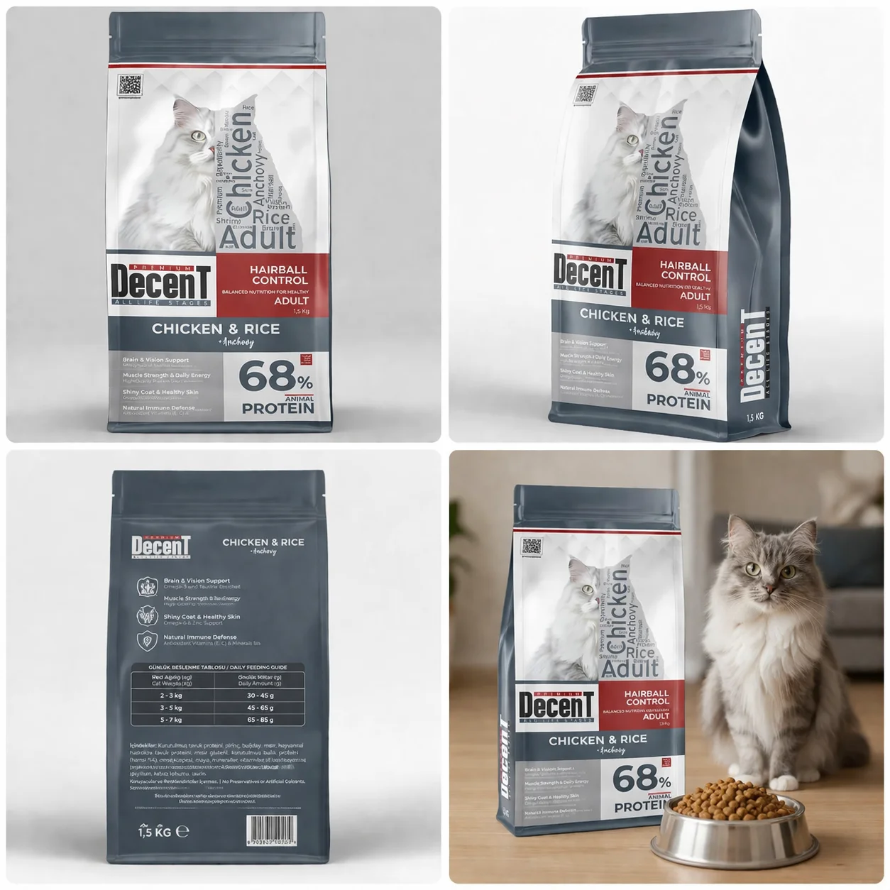 Decent Tuklu Yetişkin Kedi sı 1,5 Kg Control Tuk &amp; Pirinç Yetişkin Kedi sı - Görsel 4