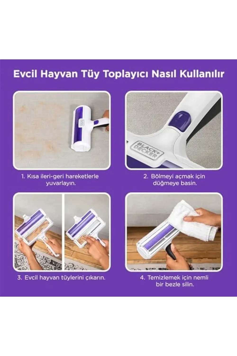 + Decker HMSCT0001-XJ Evcil Hayvan Tüy Toplayıcı, Rulo, Köpek ve