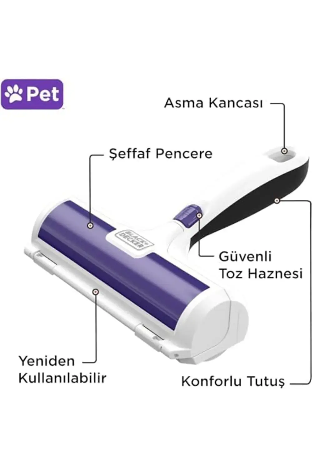 + Decker HMSCT0001-XJ Evcil Hayvan Tüy Toplayıcı, Rulo, Köpek ve