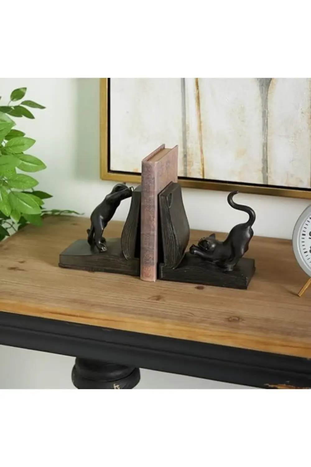 Deco Company Polystone Kedi Kitap Desteği Için Çift Kitap Lovers-